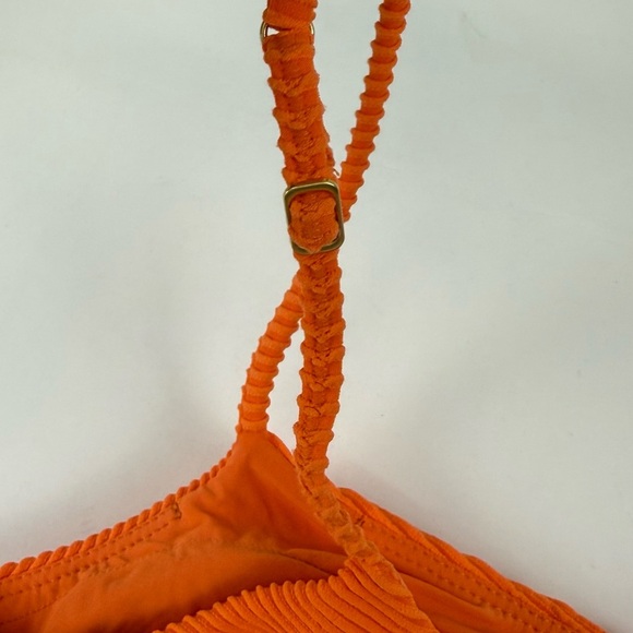 VIX Paula Hermanny Bikini Top Womens Size Large Orange Ribbed One Strap - Picture 3 of 9